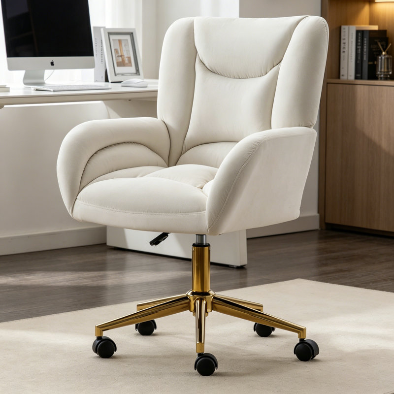 Office Chair, Swivel Chair, Desk Chair, Arm Chair, Upholstered Chair,, Velvet Ivory