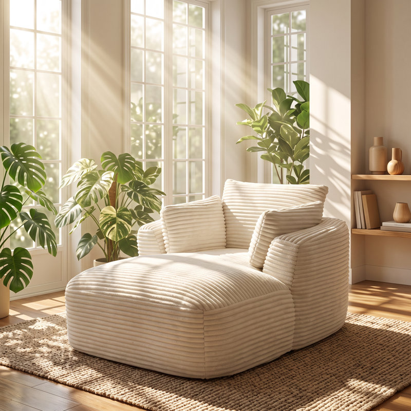 Chaise longue rembourrée en velours côtelé l 64,6 po x P 45,3 po Normicore