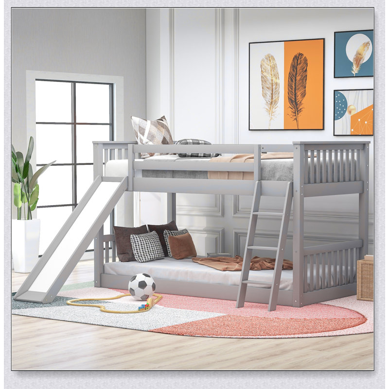 Twin Over Twin Bunk Bed With Convertible Slide And Ladder