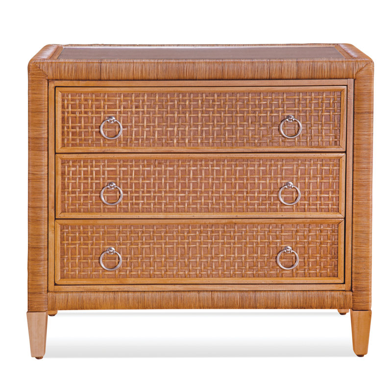 Commode 3 tiroirs Monterey, Miel, Non, Nickel satiné