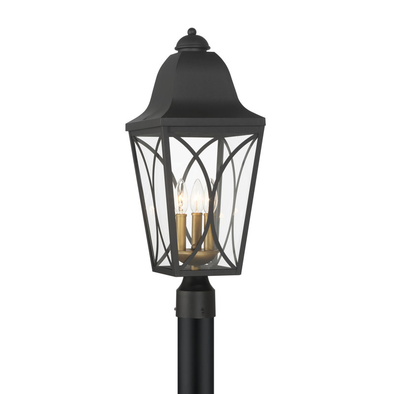 Lark Manor™ Peggy - 3 Light Outdoor Post Mount In Sand Coal Black & Olden Brass Finish