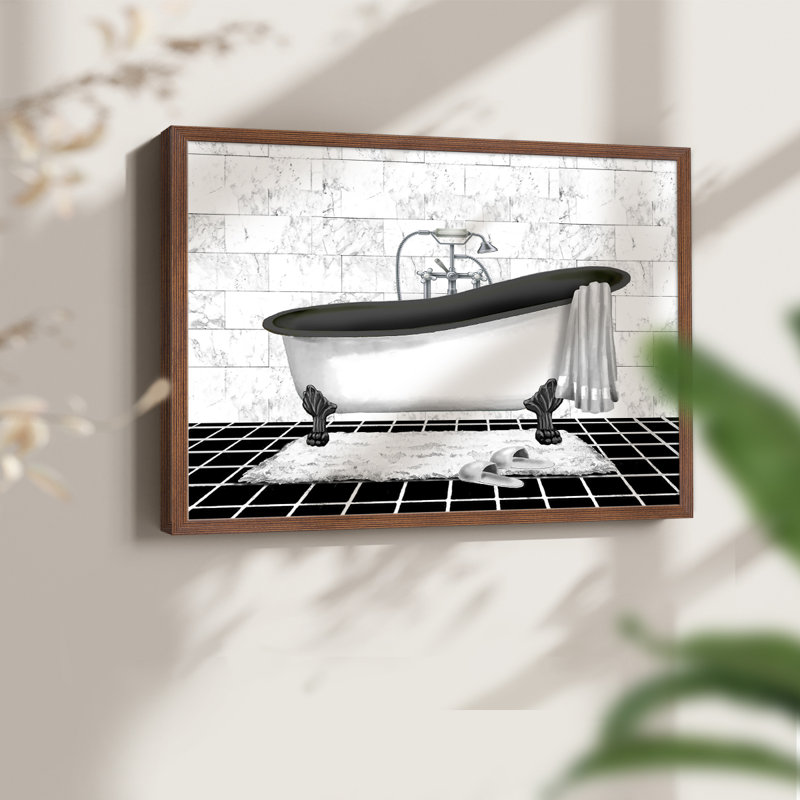 Modern Bath II -Framed Print - Restickable, H 22 po x l 28 po, Noyer