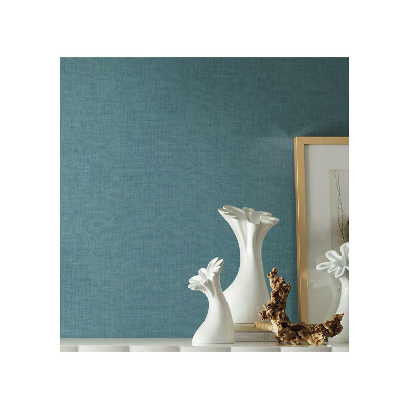 Rouleau de papier peint L 33 pi x l 27,5 po Gesso Weave, sarcelle
