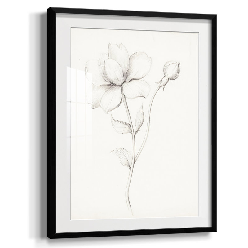 Impression florale rétro - impression encadrée, Noir