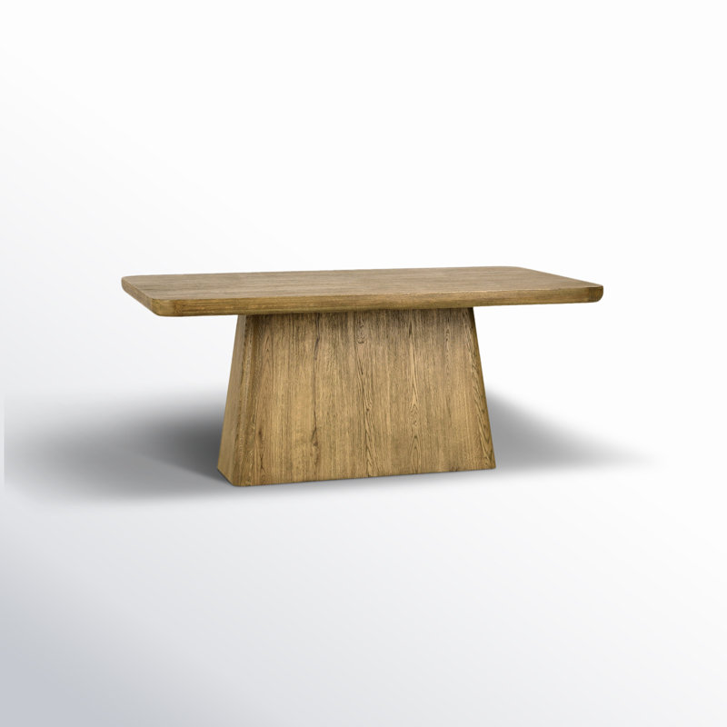 Pedestal Dining Table, Light Brown, 30" H x 71" L x 39" W