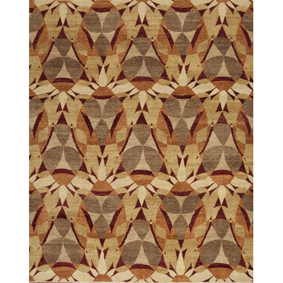 Whimsical Hand Knotted Wool Geometric Area Rug