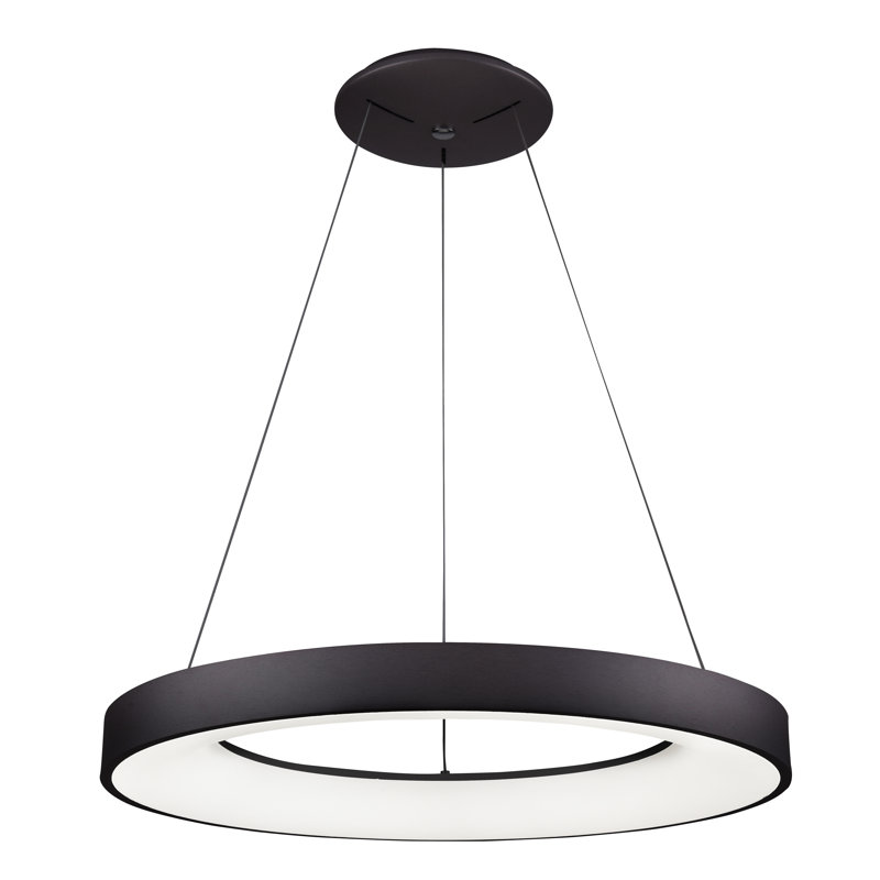 1 - Light LED Drum Pendant, Black, 120cm H x 60cm W x 60cm D
