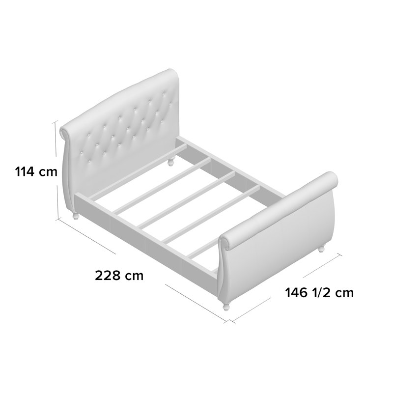 Merle Upholstered Bed, Double (4'6)