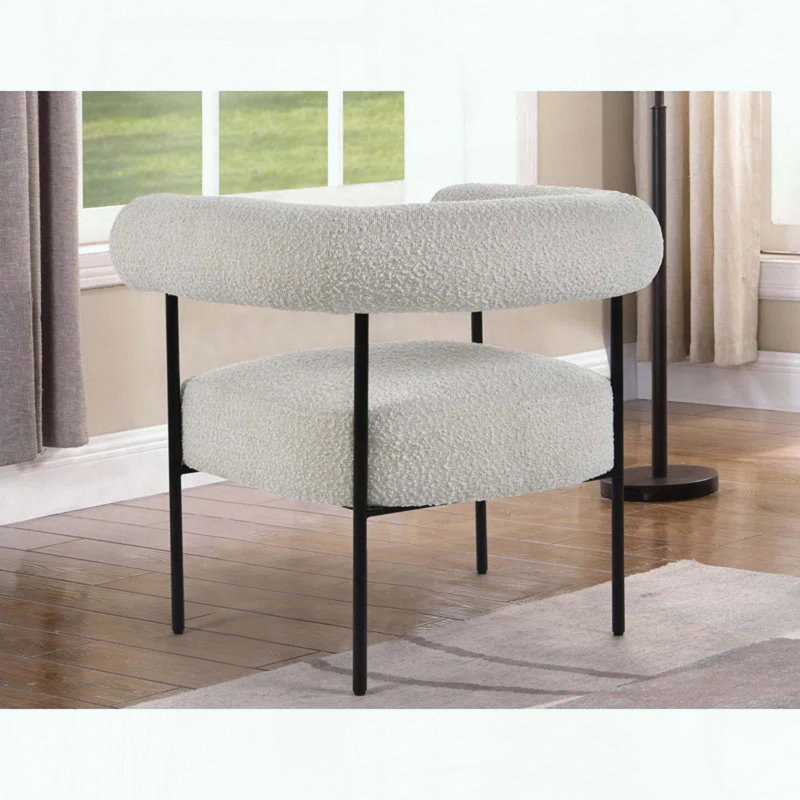 Chaise d'appoint Boucle - Pieds en métal - Crème, Crème