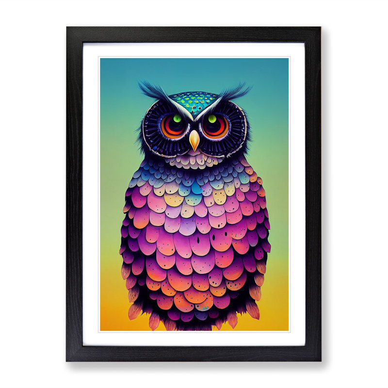 Owl - Framed Print, Black, 64cm H x 46cm W x 2cm D
