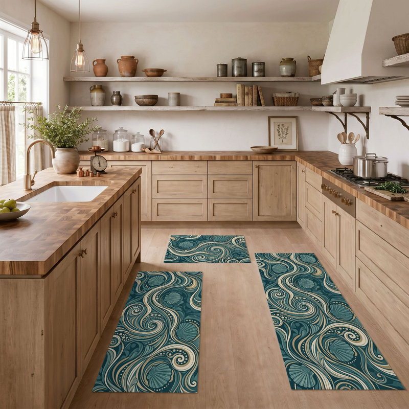 Wave Shell Non-Slip Washable Kitchen Mats