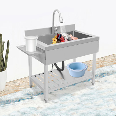 Stainless Steel Single Bowl Kitchen Sink With Pull-Out Faucet