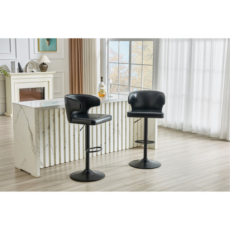 Ergonomic Adjustable Swivel Bar Stool With High-Back Support