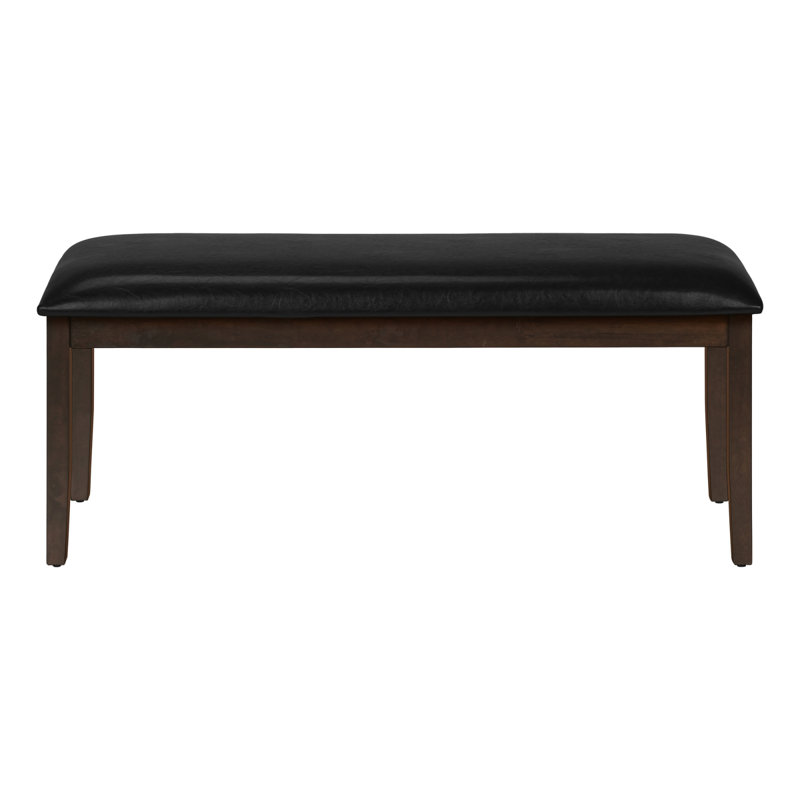 Banc, rectangulaire 48 po, salle à manger, couloir, entrée, revêtement, bois, bois massif brun, aspect cuir noir, transitionnel