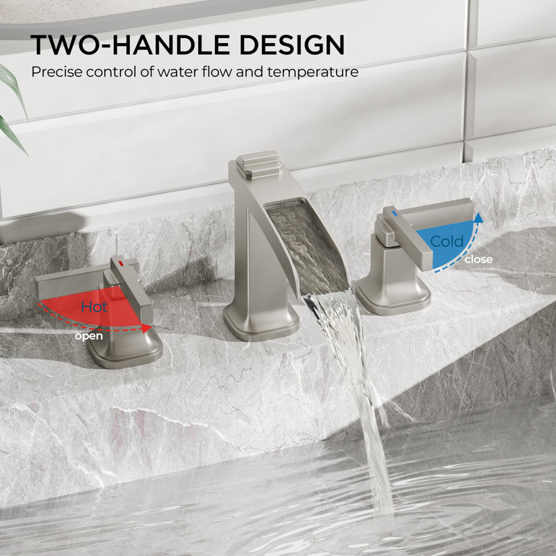 Robinets de salle de bain surdimensionnés avec bonde escamotable en métal, Nickel brossé