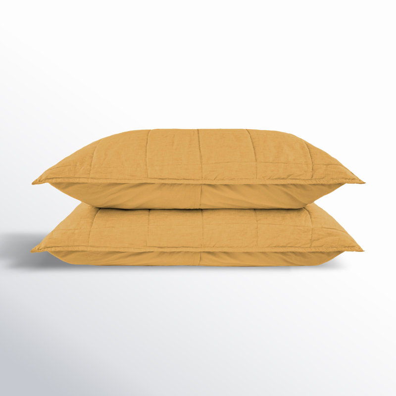French Linen Box Stitch Quilted Sham Set, King, Honey