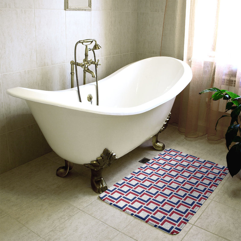 Tapis pour salle de bain Baltimore, l 21 po x L 34 po, White/Dark Blue/Red