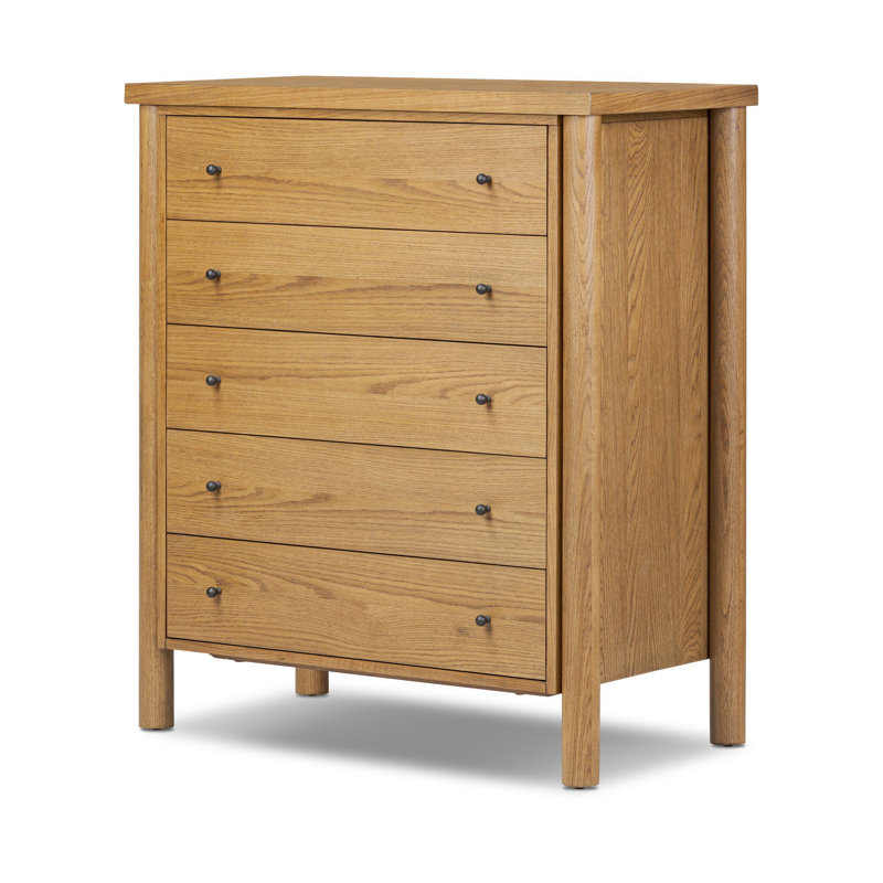 Roark 5 - Drawer Dresser, Saddle Brown Veneer