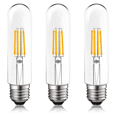 Luxrite T10 LED Light Bulb 5W=60W 2700K Warm White 500 Lumens Edison Light Bulb Damp Rated UL Listed E26 Base 3 Pack