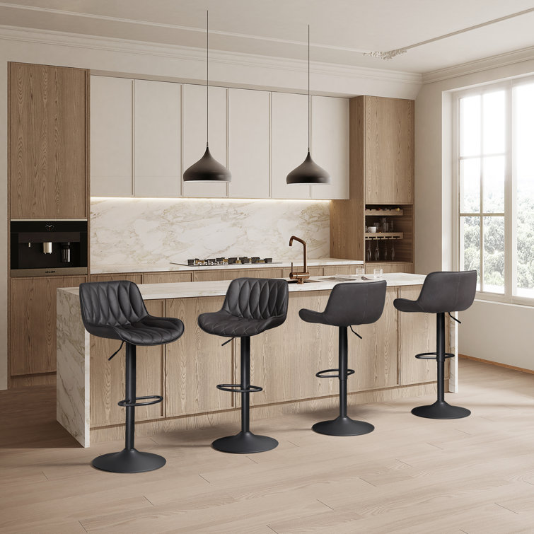 Corrigan Studio® Teaona Swivel Adjustable Height Tufted Bar Stool