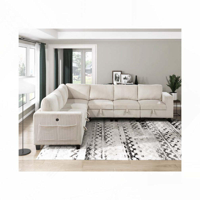 Fauteuil d'appoint moderne en velours côtelé, Beige