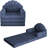 2-in-1 Folding Sofa Bed with Back Support - 75" D x 34" W Convertible Futon Sleeper Chair and Bean Bag Floor Lounger for Small Spaces, Navy Blue-2139921789