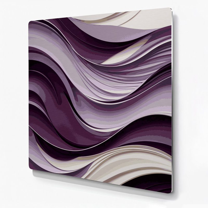 Paysage abstrait 68, art mural mauve en métal, H 32 po x l 32 po