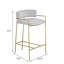 Tabouret de comptoir rembourré en velours gris avec cadre doré - Élégant et élégant cadre de salle à manger d'inspiration Mid-Century, d'une hauteur de 32,5 po, d'une profondeur de siège de 15,5 po