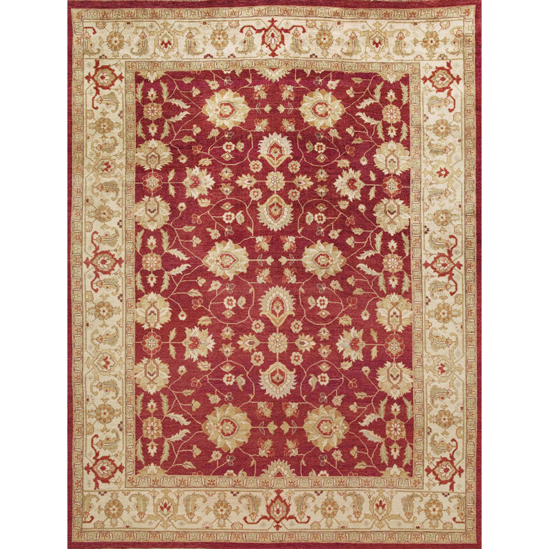 Wool Oriental Area Rug in Red/Beige/Ivory, Rectangle 12' x 20'
