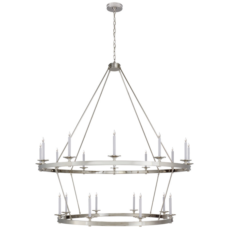 Chapman & Myers Launceton Two Tiered Chandelier, 65" H x 63.5" W x 63.5" D, Polished Nickel