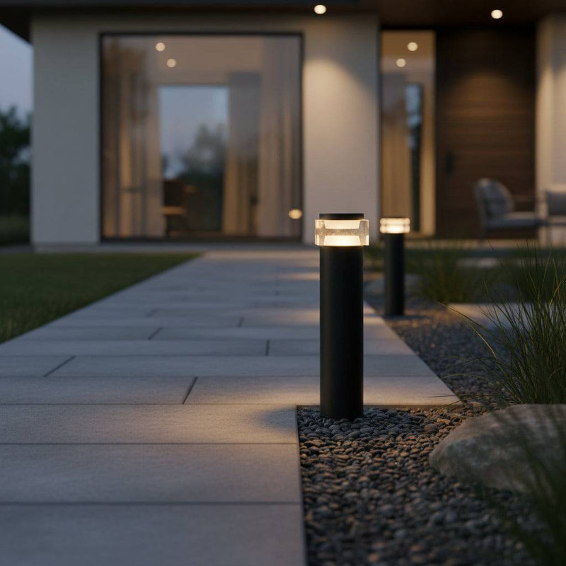 UltraBeam 9 Watt LED Black Bollard Light Fitting For Drivewaysand Pathways - IP65 Rated, 42.8cm H x 10.8cm W x 10.8cm D