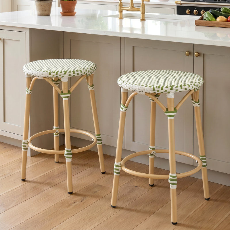 Tabouret de bar 25,2 po H, Vert/blanc