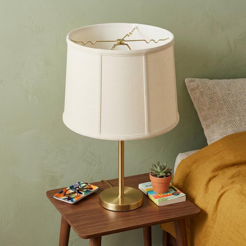 Abat-jour tambour en vanille, Beige, H 11 po x l 16 po x P 10 po