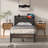 Upholstered Bed Frame with Charging Station and Storage Headboard-204282734-204282730