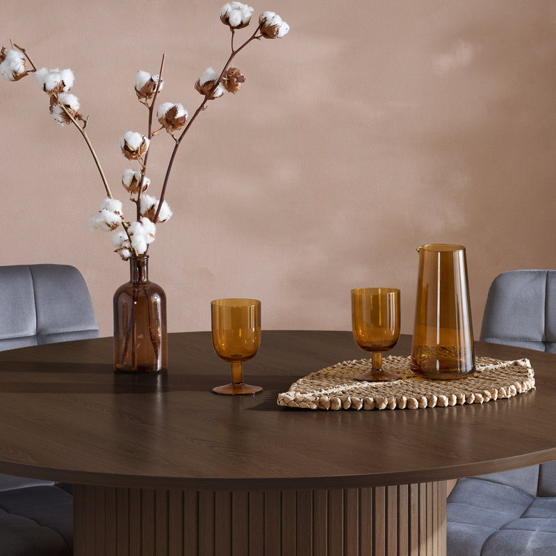 Suire ROUND FLUTED DINING TABLE , Brown