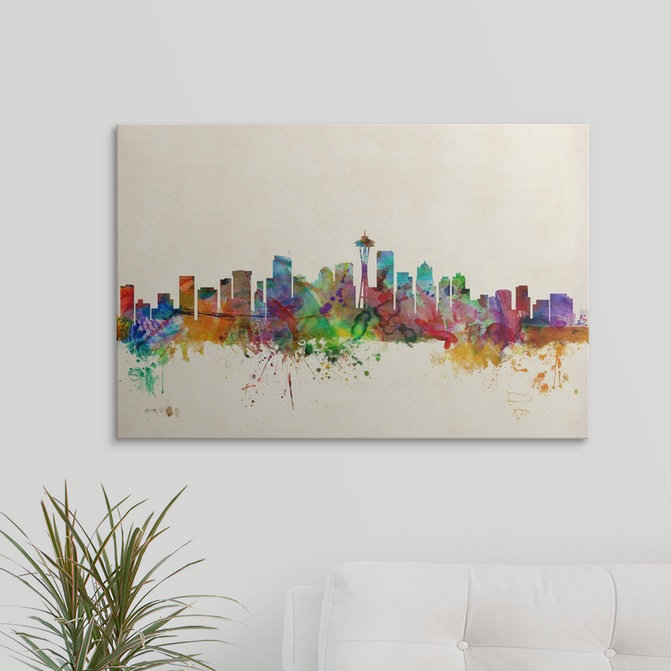 «Seattle Skyline» par Francy, impression, H 20 po x l 30 po x P 1,5 po, Toile