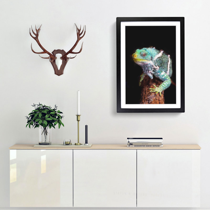 Fiji Iguana - Picture Frame Painting Print, Black Framed, 87cm H x 62cm W x 2cm D