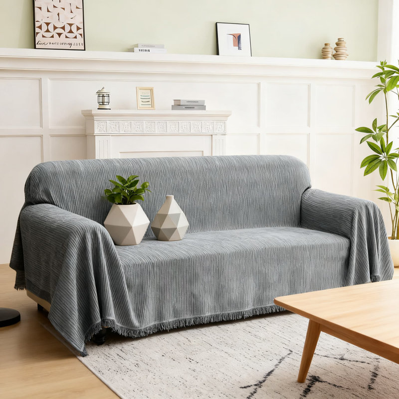 Housse de canapé en chenille réversible avec frange à pampille, protecteur modulaire en L lavable pour animaux de compagnie et familles, housse extensible pour plusieurs types de meubles