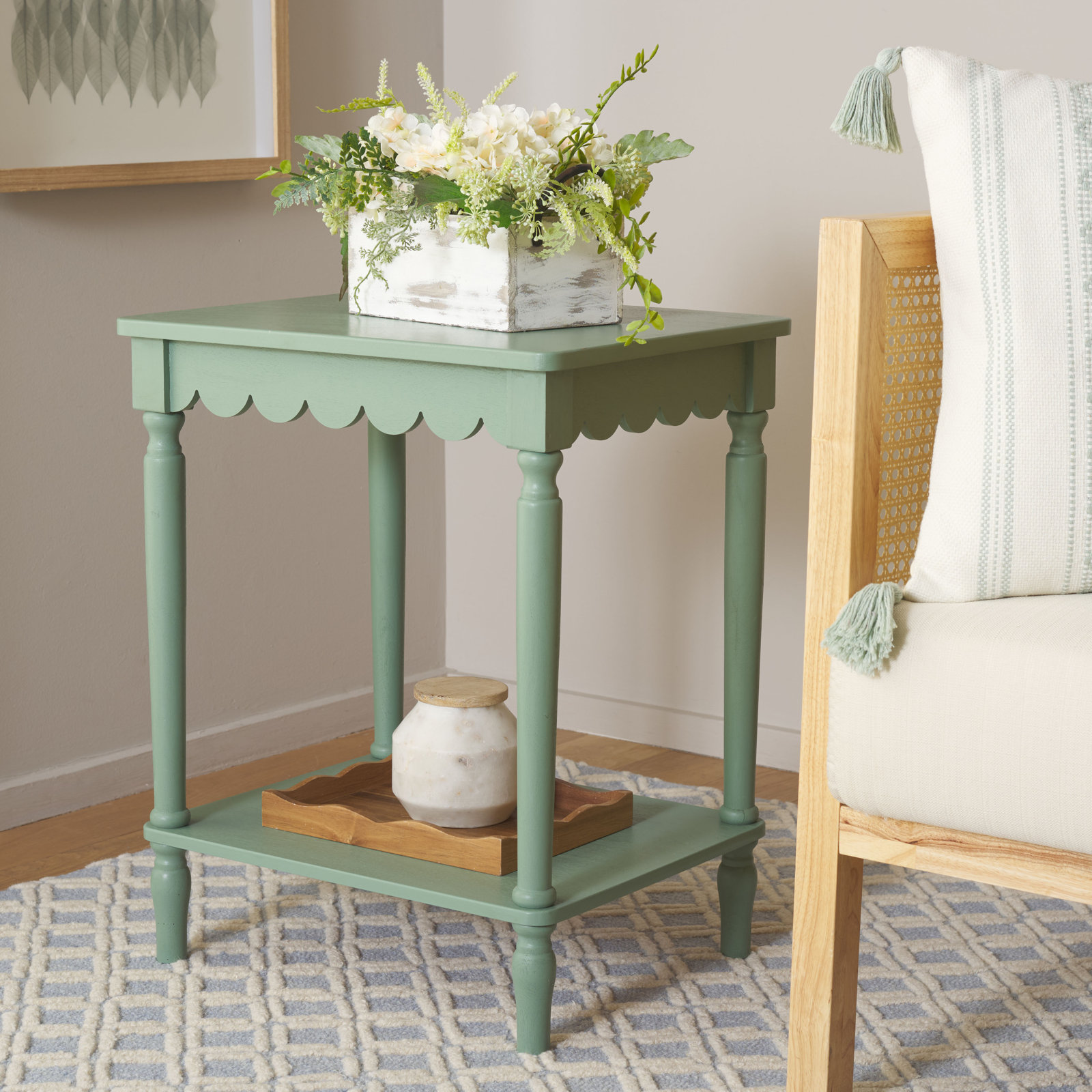 Branden 19" Pine End Table, Sage Green