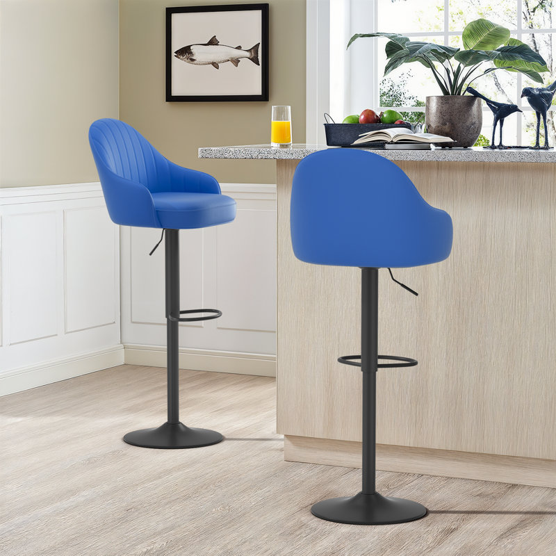 Tabourets de bar pivotants en cuir synthétique, tabourets de bar réglables à hauteur de comptoir avec dossier et repose-pieds