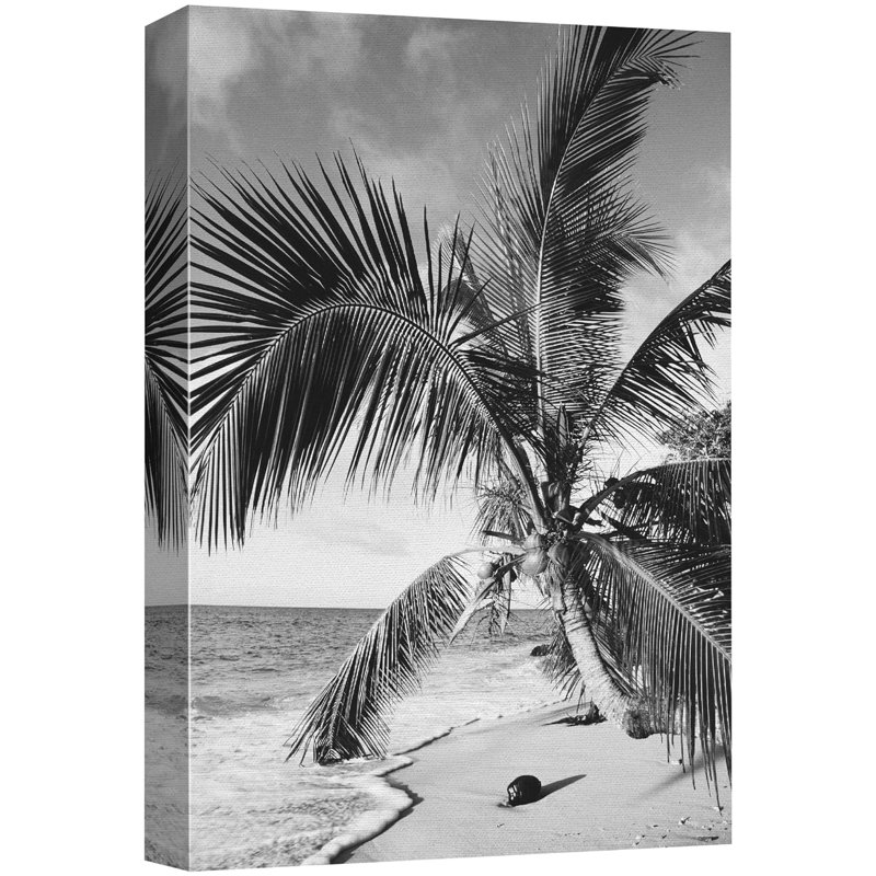 «Vintage Film Grain Beach & Palm Tree Floral Plants», photographie d'art moderne rustique sur toile, Toile tendue