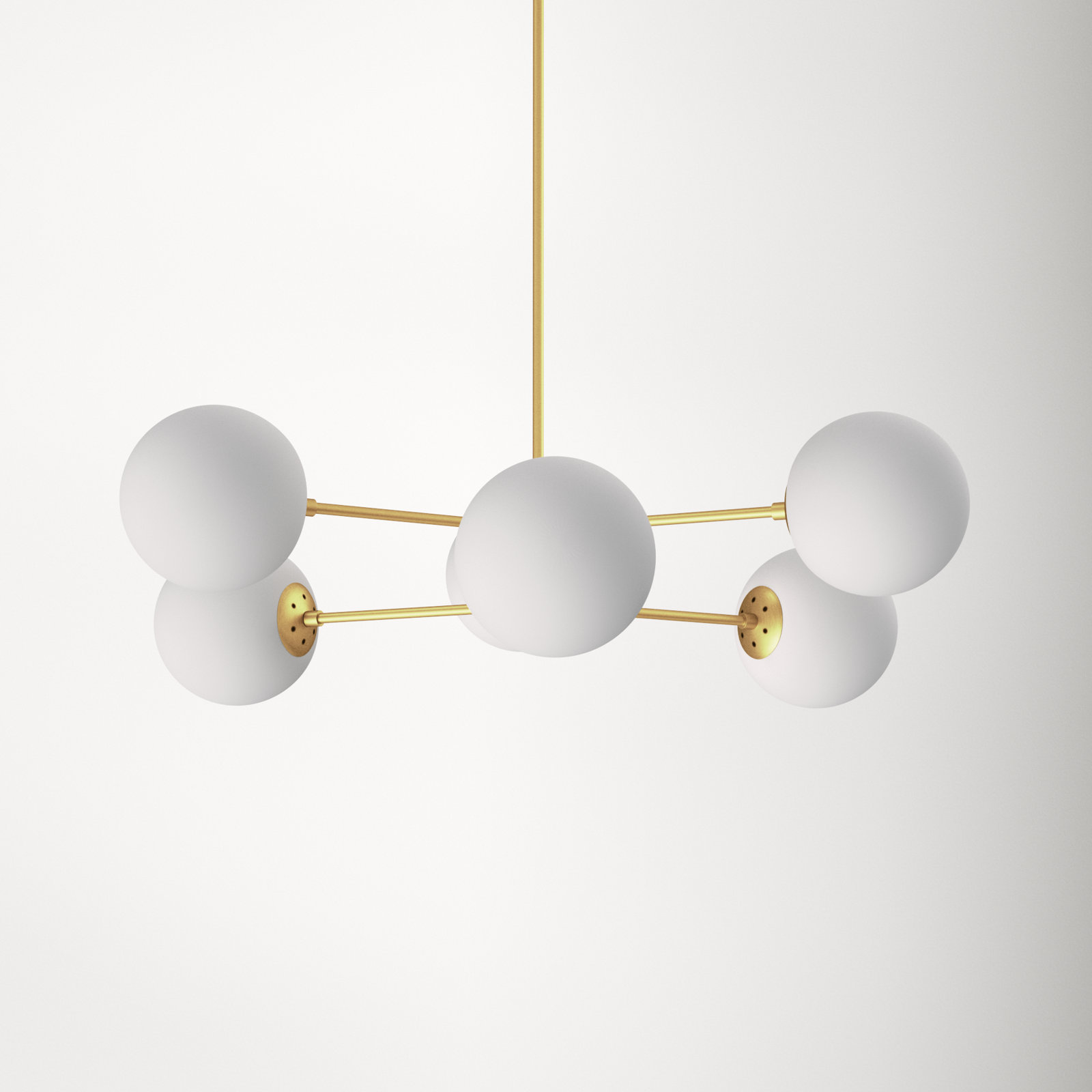 Glint 6 - Light Dimmable Sphere Chandelier, Satin Brass