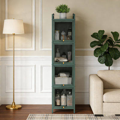 Armoire de porte moderne en verre à quatre niveaux avec rangement à cinq niveaux pour le hall d'entrée, la salle de bain et la salle à manger
