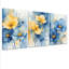 «Blue and Yellow Floral», reproduction d'art sur toile abstraite (ensemble de 3)-118089023