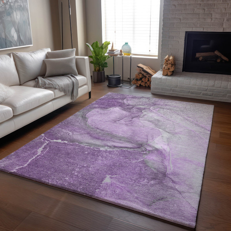Premium Machine Washable Cerrito AMF524 Lilac Rug, Rectangle 5' x 7'6"