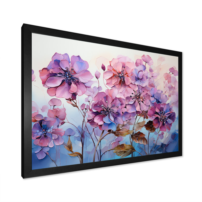 «Rose et mauve», impression sur toile, H 24 po x l 32 po x P 1 po, Cadre simple noir