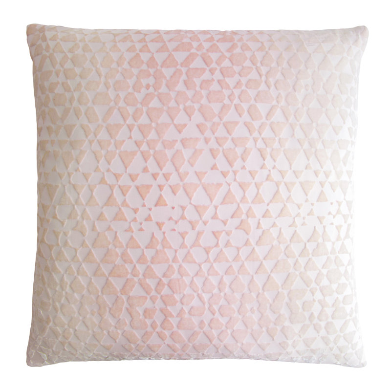 Triangles Square Velvet Pillow Cover & Insert, Blush, 18" x 18"