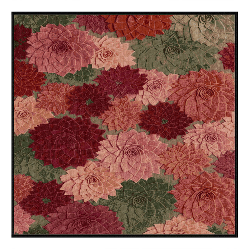 Tapis botanique brun lavable à la machine, Carré 8 pi