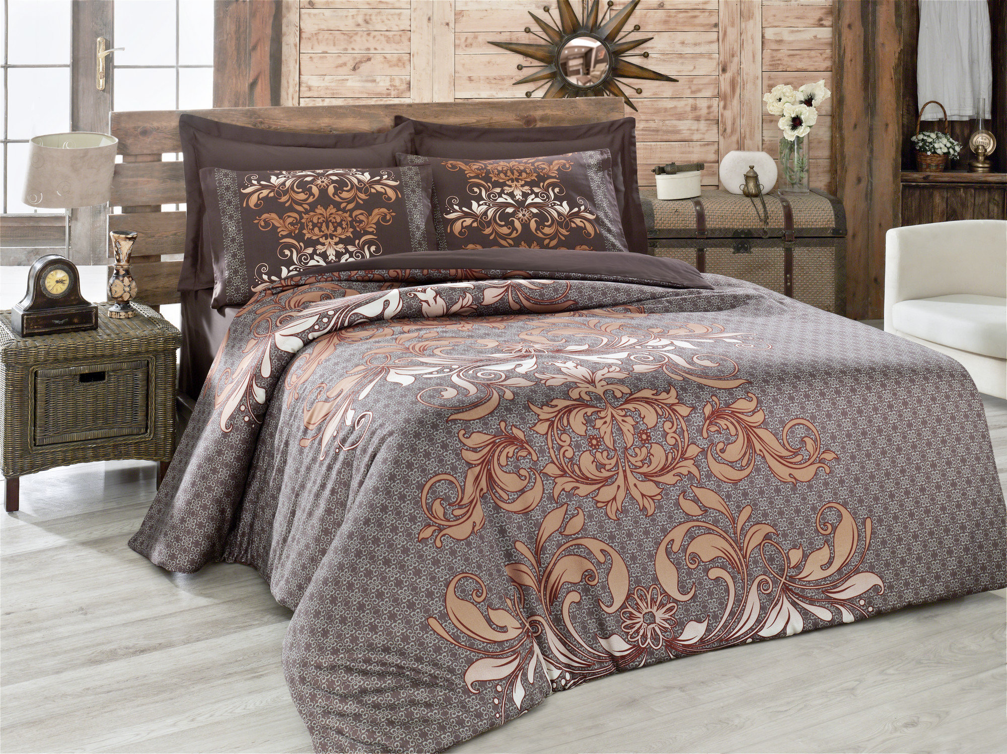 Asir Group INC Kinsey Brown/Beige 100 Cotton 6 Piece Duvet Cover Set