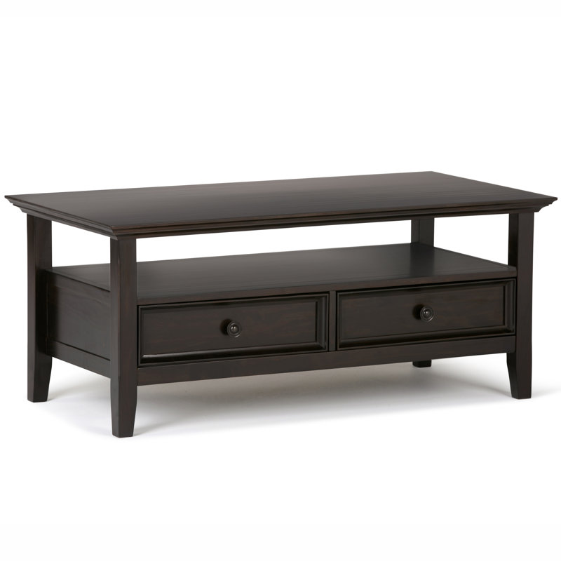 Table basse transitionnelle en bois massif Amherst, Noyer blanc brun